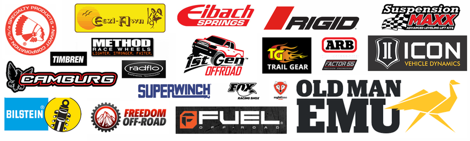 Off-road brands including Old Man Emu, FOX, ARB, Ironman 4x4 and more